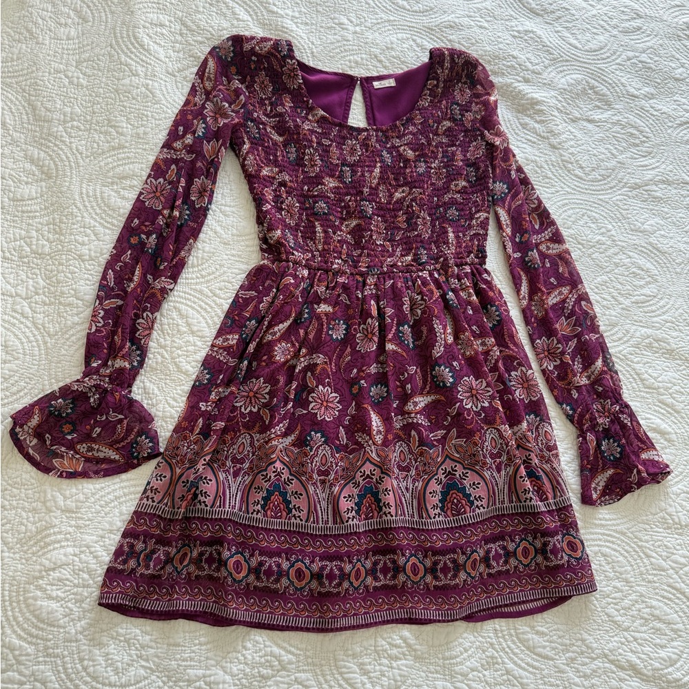 Hollister Bell Sleeve Boho Dress Sz S